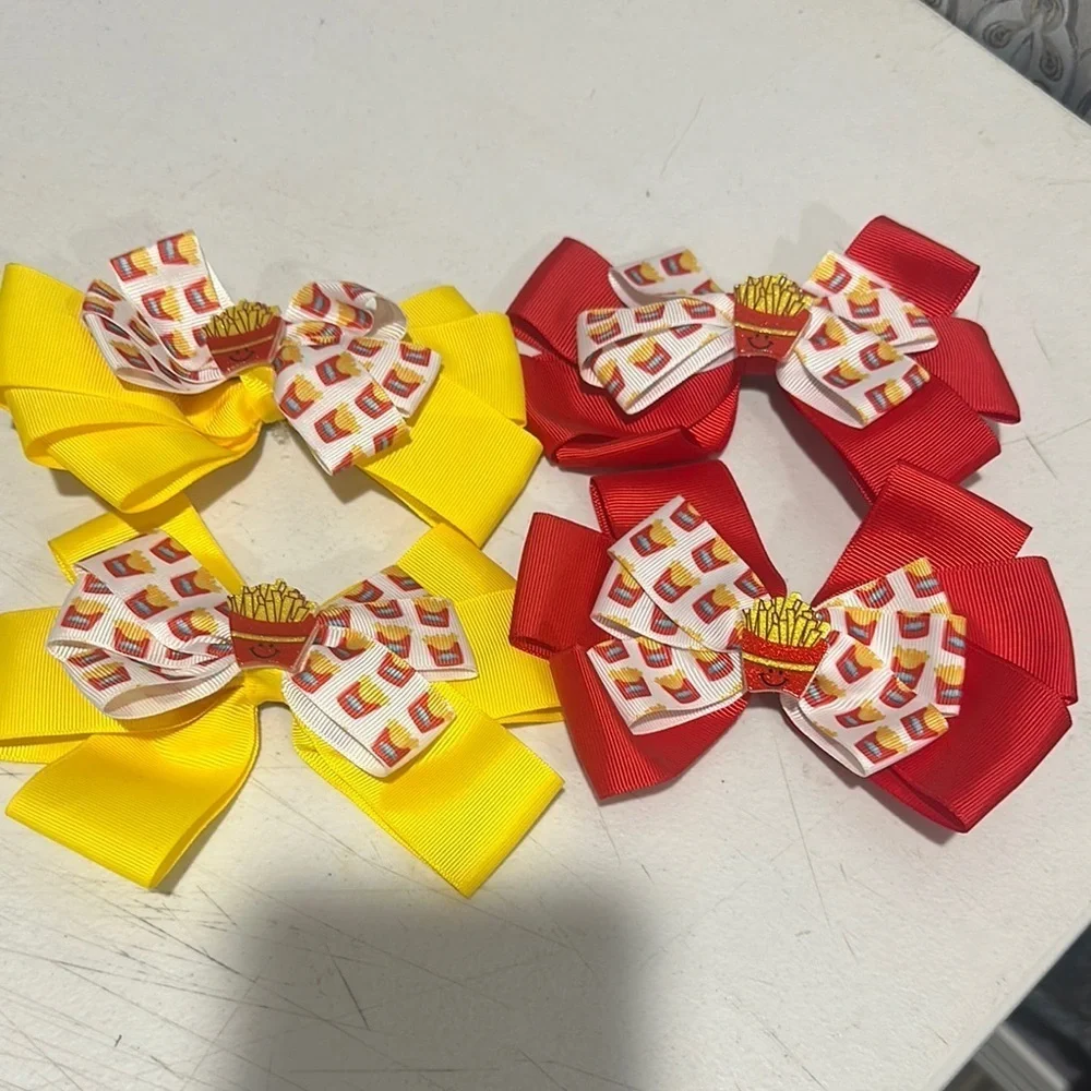 Set of Red and Yellow Hair Bows